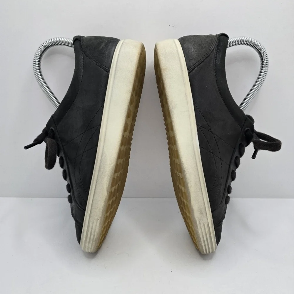 Ecco | Soft 7 black leather sporty tennis prep low-top sneakers | WMS 5